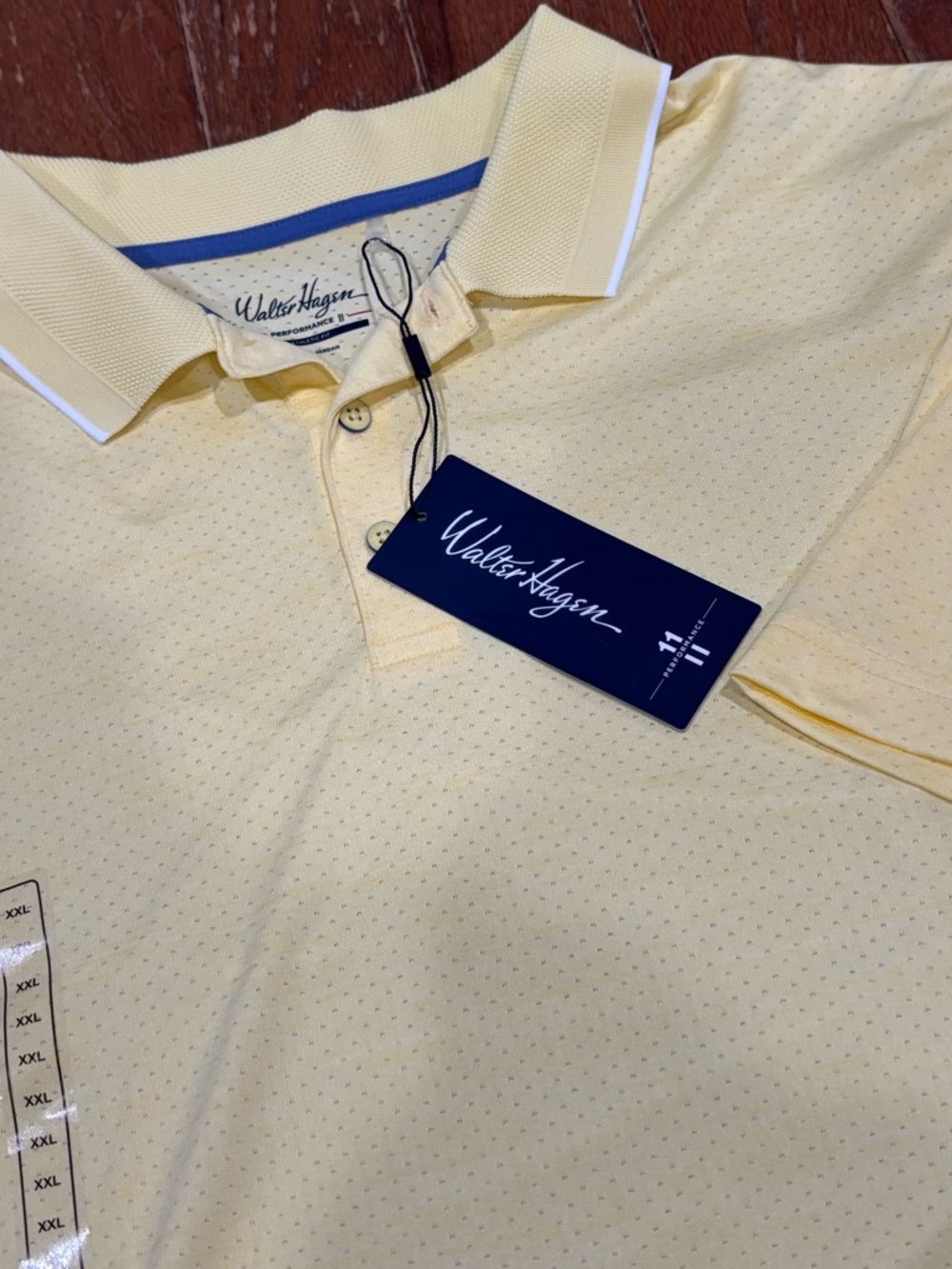 Walter Hagen Performance 11 Birdseye Men's Golf Polo Pale YellowAthletic Fit XXL